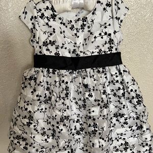 Beautiful white toddler dress w black velvet flowe